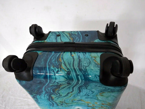 New MIA Viaggi Italy Spinner Luggage Hardcase Carry On Spinner Printed Aqua 23" - evorr.com