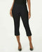 JM COLLECTION Women Black Stretch Capri Crop Pants Embellish Chain Hem Pull On S - evorr.com