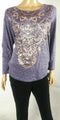 New Style&co. Women Long Sleeve Blue Metallic Printed Graphic Blouse Top Plus 1X - evorr.com