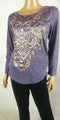 New Style&co. Women Long Sleeve Blue Metallic Printed Graphic Blouse Top Plus 1X - evorr.com