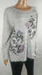 Style&Co. Women Long Sleeve Embroidered Floral Gray Knitted Sweater Top Plus 1X - evorr.com