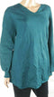 Style&Co. Women Long Sleeve Knitted Green V Neck Winter Cotton Sweater Top XL - evorr.com