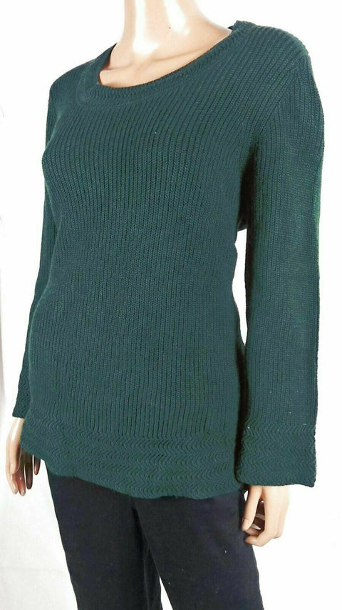 Style&co. Women Long Bell Sleeve Green Pullover Marled Knit Sweater Top Plus 2X - evorr.com