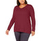 Karen Scott Women Long Sleeve Red Maroon Textured V-Neck Tunic Sweater Plus 2X - evorr.com