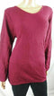 Karen Scott Women Long Sleeve Red Maroon Textured V-Neck Tunic Sweater Plus 2X - evorr.com