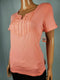 New Karen Scott Women Short Sleeve Rose Pink Split Neck Bib Blouse Top Small - evorr.com