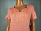 New Karen Scott Women Short Sleeve Rose Pink Split Neck Bib Blouse Top Small - evorr.com