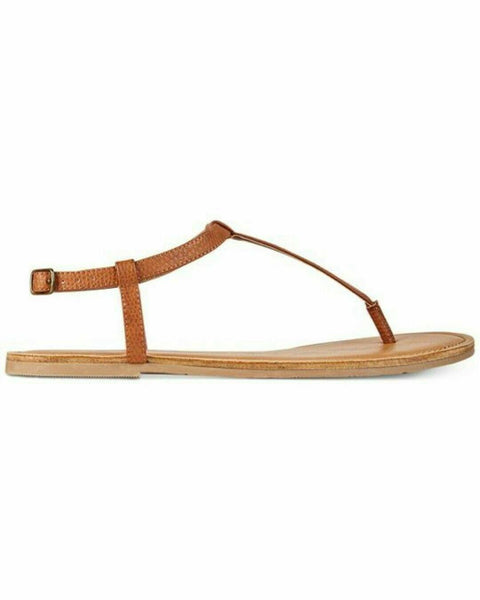 American Rag Women Akrista Leather Open Toe Casual T-Strap Cognac Shoe Size 6.5 - evorr.com