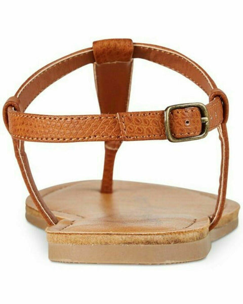 American Rag Women Akrista Leather Open Toe Casual T-Strap Cognac Shoe Size 6.5 - evorr.com
