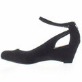 American Rag CIE Women Amiley Black Suede Chop Out Wedges Ankle Strap Shoes 6 M - evorr.com