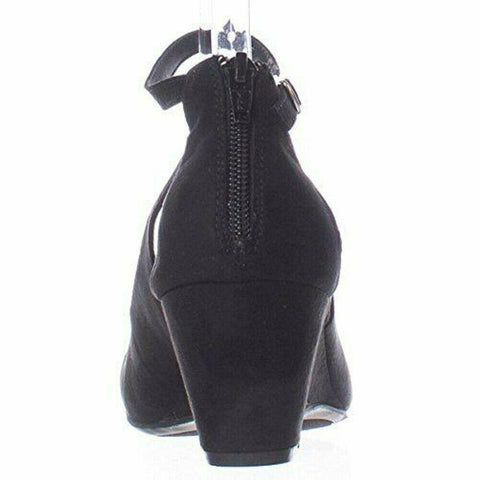 American Rag CIE Women Amiley Black Suede Chop Out Wedges Ankle Strap Shoes 6 M - evorr.com