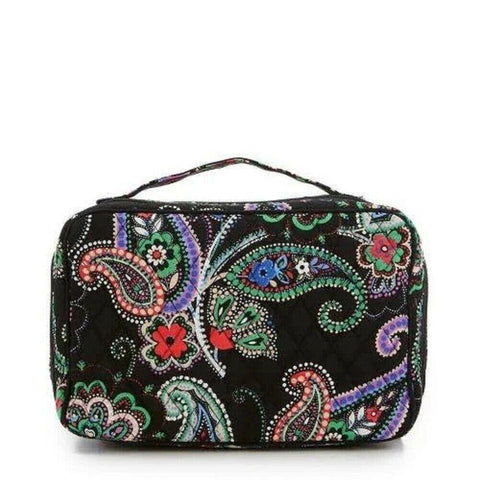 New Vera Bradley Blush&Brush Makeup Case Kiev Paisley Cosmetic Bag Black Multi - evorr.com