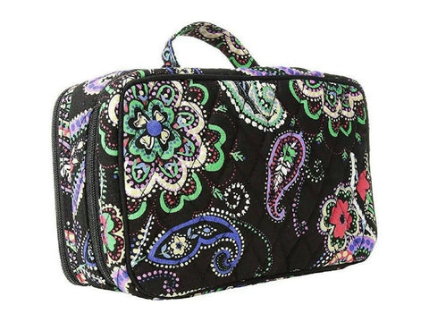 New Vera Bradley Blush&Brush Makeup Case Kiev Paisley Cosmetic Bag Black Multi - evorr.com