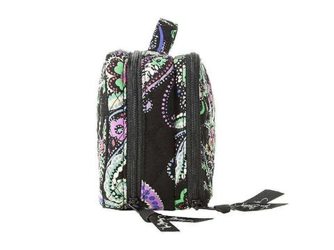 New Vera Bradley Blush&Brush Makeup Case Kiev Paisley Cosmetic Bag Black Multi - evorr.com
