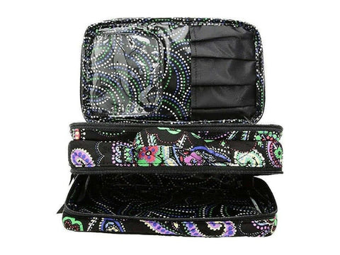 New Vera Bradley Blush&Brush Makeup Case Kiev Paisley Cosmetic Bag Black Multi - evorr.com