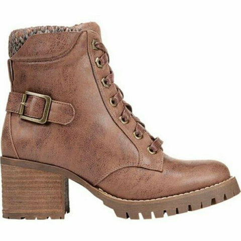 Carlos by Carlos Santana Women Gibson Ankle Boot Lace Up Tan Brown Shoes US 8.5 - evorr.com