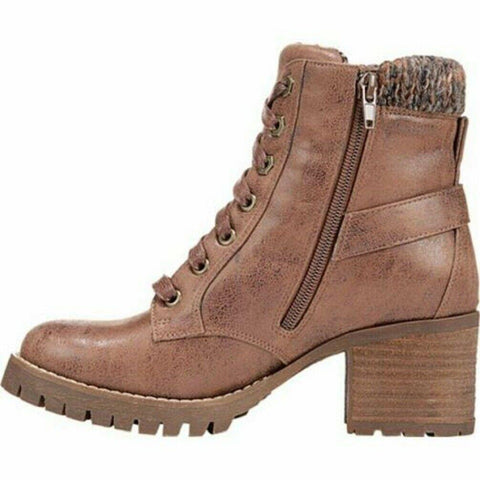 Carlos by Carlos Santana Women Gibson Ankle Boot Lace Up Tan Brown Shoes US 8.5 - evorr.com