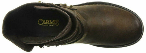 Carlos by Carlos Santana Women Sawyer Leather Almond Toe Dark Brown Boots US 7.5 - evorr.com