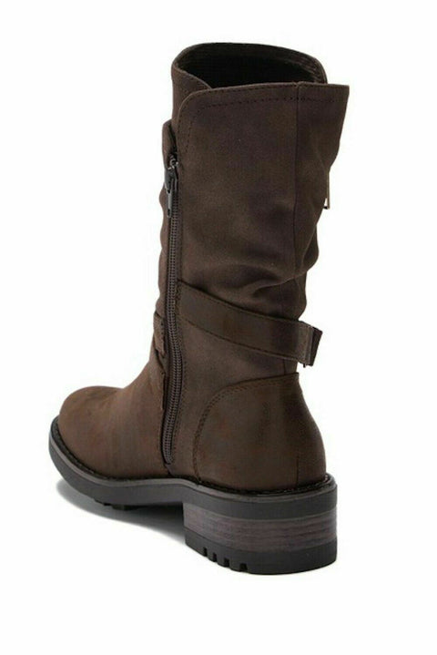 Carlos by Carlos Santana Women Sawyer Leather Almond Toe Dark Brown Boots US 6.5 - evorr.com