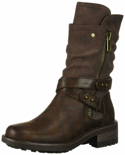 Carlos by Carlos Santana Women Sawyer Leather Almond Toe Dark Brown Boots US 6.5 - evorr.com