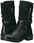 Carlos by Carlos Santana Women Sawyer Leather Almond Toe Black Boots Size US 7 M - evorr.com