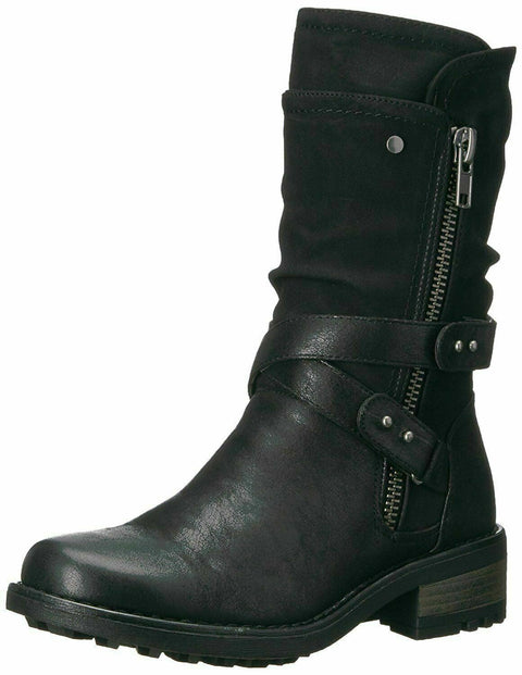 Carlos by Carlos Santana Women Sawyer Leather Almond Toe Black Boots Size US 7 M - evorr.com
