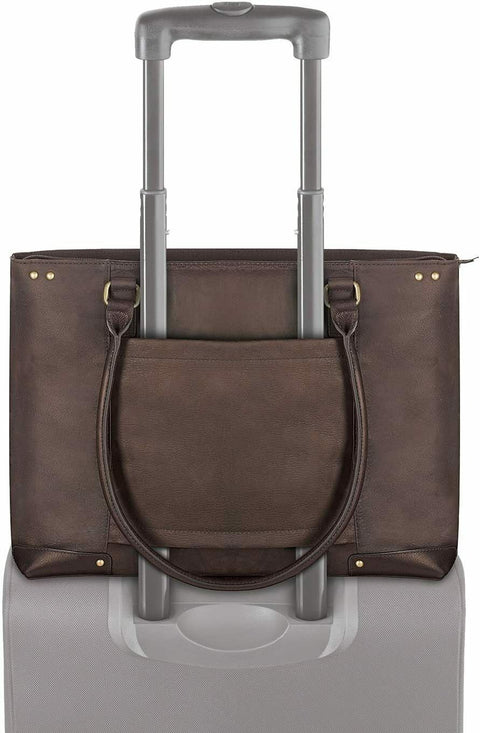 NWT SOLO Jay 15.6 Inch Leather Laptop Carryall Tote, Espresso Bag Brown