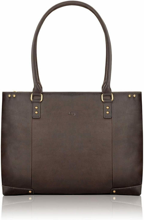 NEW SOLO Jay 15.6 Inch Leather Laptop Carryall Tote, Espresso Bag Brown - evorr.com