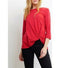 New INC Concepts Womens Pink 3/4 Sleeve Blouse Top Ribbed Twist Front Size XL