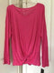 New INC Concepts Womens Pink 3/4 Sleeve Blouse Top Ribbed Twist Front Size XL
