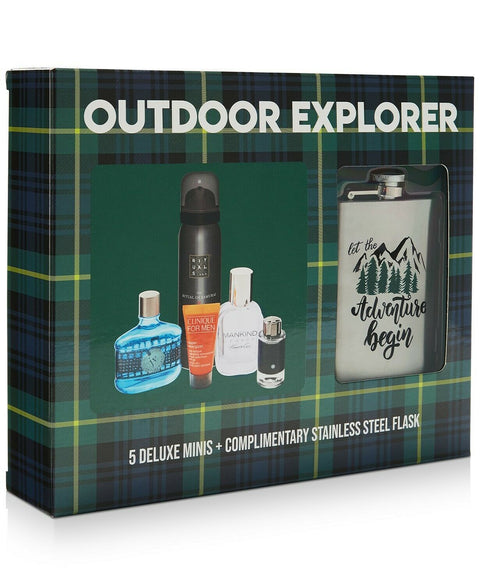 Outdoor Explorer Men 6-Pc Sampler Gift Set Staneless Flask John Varvatos Artisan - evorr.com