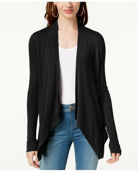 INC International Concepts Womens Front Open Textured Cardigan Shrug Top Black L
