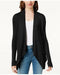 INC International Concepts Womens Front Open Textured Cardigan Shrug Top Black L