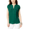 INC Concepts Women Mixed-Media Utility Shirt Crepe Two Pocket Causal Top Green M