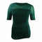 INC Concepts Women Green 3/4 Sleeve Blouse Top Stretch Ruched Illusion Size L