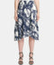 New DKNY Women's Blue White Printed A-Line Skirt Ruffled A-Line Midi Size 16
