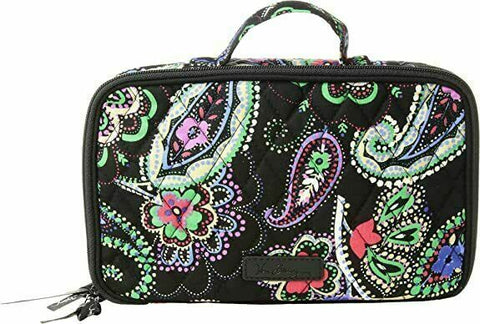 New Vera Bradley Blush&Brush Makeup Case Kiev Paisley Cosmetic Bag Black Qulted