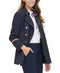 New TOMMY HILFIGER Women Blue Striped Trim Captain Jacket Blue Coat Size 2
