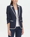 New TOMMY HILFIGER Womens Blue Single Button Notched Lapel Blue Ivory Jacket 4