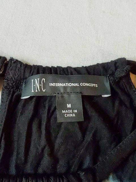 INC CONCEPTS Women Blue Tie Dye Halter Neck KeY Hole Blouse Top Studded Size M - evorr.com