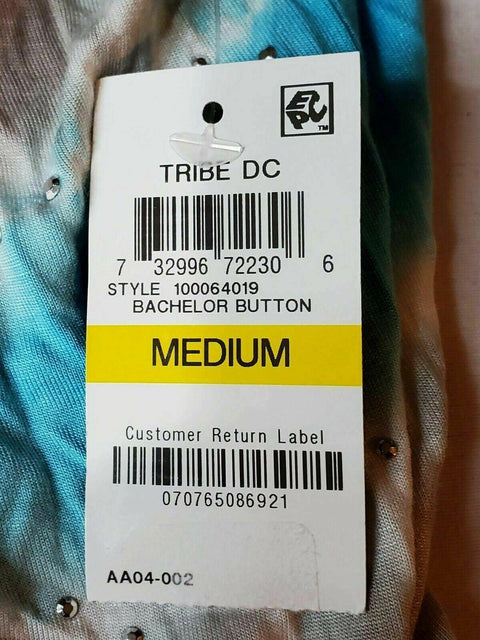 INC CONCEPTS Women Blue Tie Dye Halter Neck KeY Hole Blouse Top Studded Size M - evorr.com