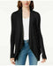 INC International Concepts Women Front Open Textured Cardigan Shrug Top Black L - evorr.com