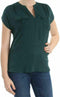 INC Concepts Women Mixed Media Utility Shirt Crepe Two Pocket Causal Top Green M - evorr.com