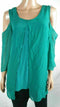 NY Collection Cold Shoulder Sleeves Women's Layer Green Blouse Top Size Plus 1X
