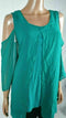 NY Collection Cold Shoulder Sleeves Women's Layer Green Blouse Top Size Plus 1X