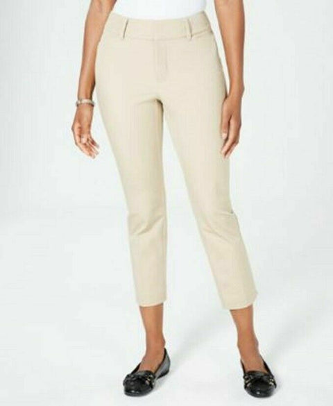 NWT Charter Club Newport Slim Leg Capri Crop Stretch Casual Pants Beige Plus 14W