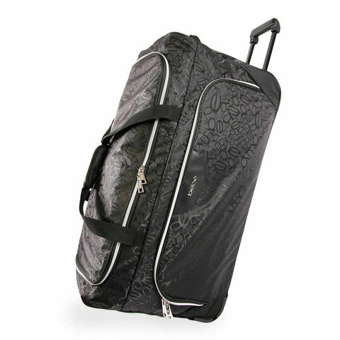 New BEBE 30" Rolling Duffle Bag Signature Printed Travel Bag Large Black - evorr.com