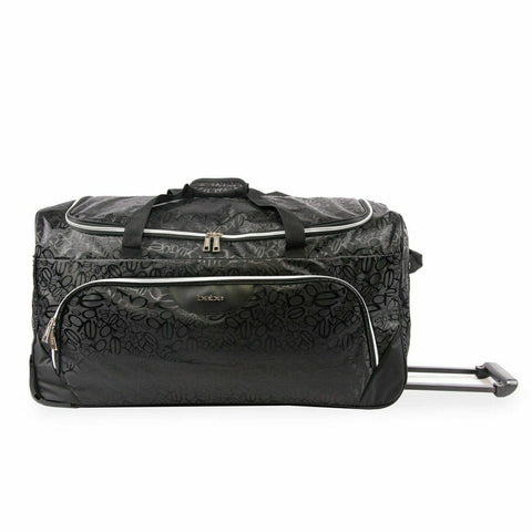 New BEBE 30" Rolling Duffle Bag Signature Printed Travel Bag Large Black - evorr.com