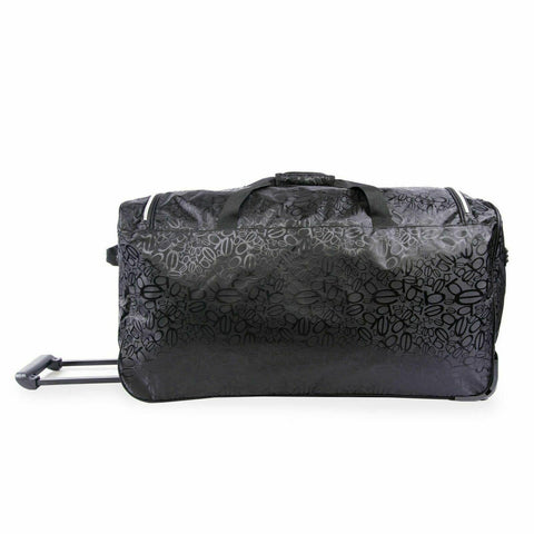 New BEBE 30" Rolling Duffle Bag Signature Printed Travel Bag Large Black - evorr.com