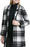 New Calvin Klein Women Black White Plaid Contrast Trim Coat Jacket Size Plus 2X